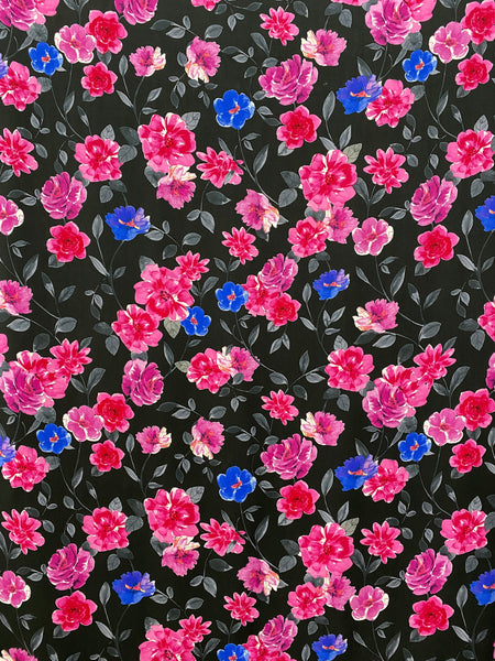 RV-7917W ROSES PRINT VISCOSE CHALLIS. ITALY