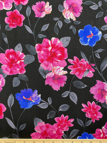 RV-7917W ROSES PRINT VISCOSE CHALLIS. ITALY
