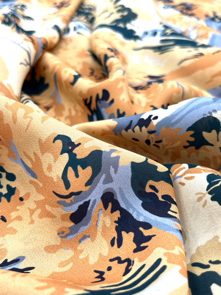S-9051W DESIGNER SIGNATURE PRINT SILK CREPE DE CHINE. ICICLE. ITALY