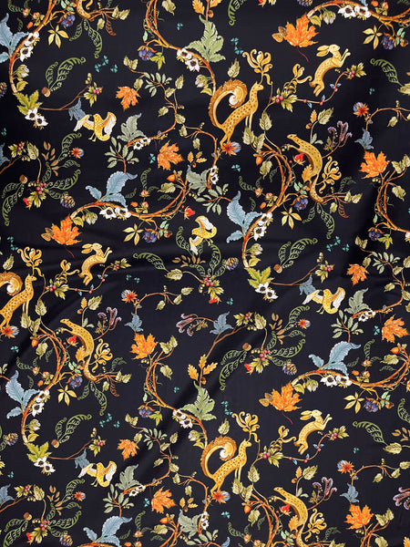 S-7939W MYTHICAL CREATURES PRINT SILK VISCOSE . ITALY