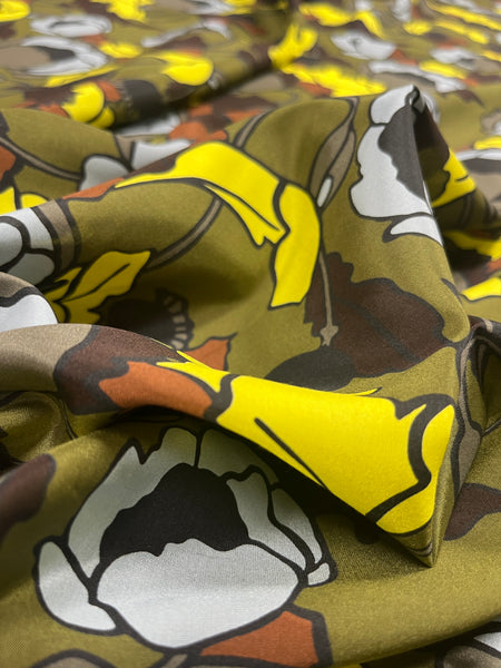 S-7951W OUTLINED POPPY PRINT SILK COTTON. ITALY