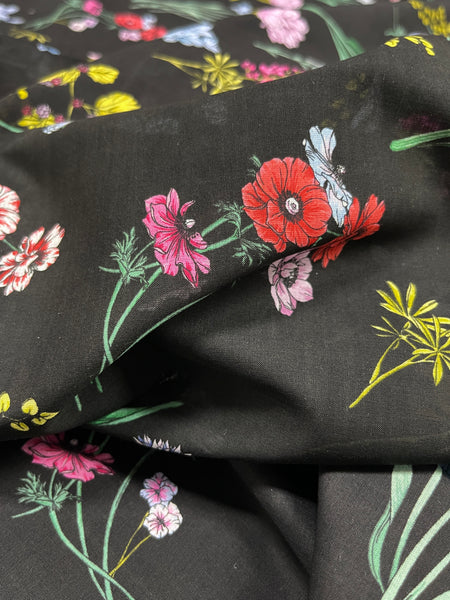 CP-9032W DESIGNER BOTANICAL PRINT COTTON VOILE. ITALY.