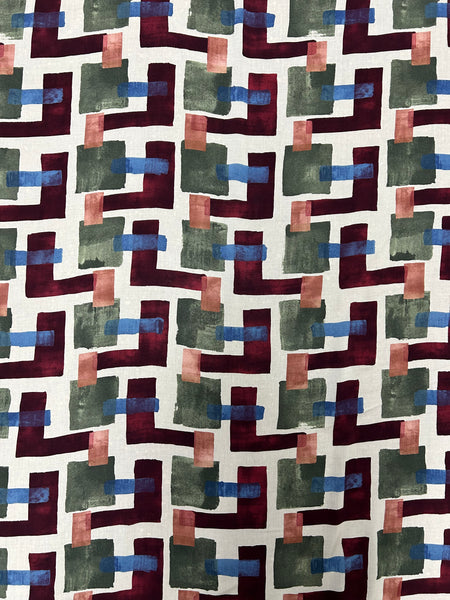 RV-9047W WATERCOLOR GEO PRINT VISCOSE CHALLIS. ITALY.