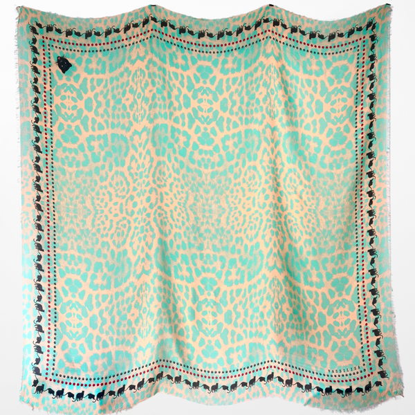 VL-7008 “AQUA LEOPARD" - VASSILISA DIGITAL PRINT CASHMERE MODAL SCARF. MADE IN ITALY
