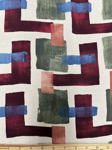 RV-9047W WATERCOLOR GEO PRINT VISCOSE CHALLIS. ITALY.