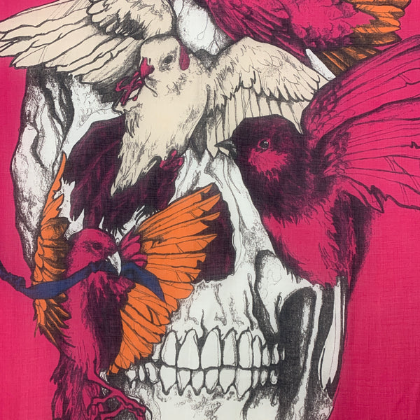 AM-3001 “BIRDS OF TWILIGHT" - ALEXANDER MCQUEEN DIGITAL PRINT SILK MODAL SCARF. MADE IN ITALY