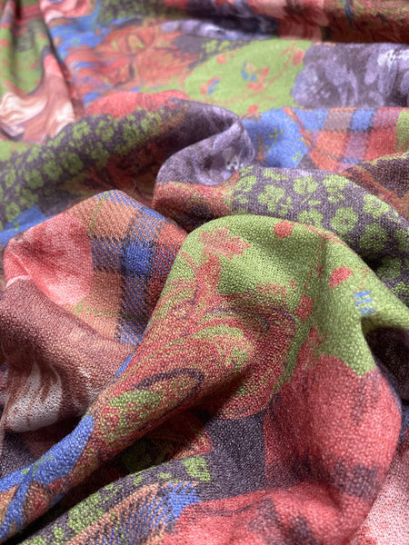 RVK-7804W FLORAL PRINT WOOL BLEND FINE JERSEY KNIT. ITALY