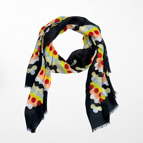 DS-1036 “POLKA POP" - JONATHAN SAUNDERS DIGITAL PRINT CASHMERE MODAL SCARF. MADE IN ITALY