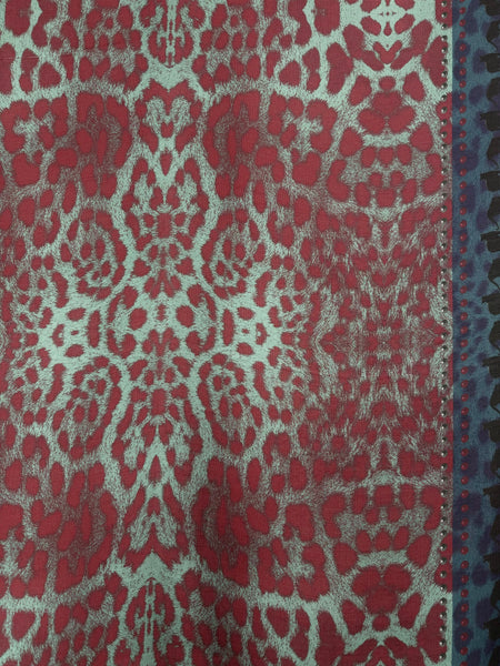 VL-7001 “RED LEOPARD" - VASSILISA DIGITAL PRINT CASHMERE MODAL SCARF. MADE IN ITALY