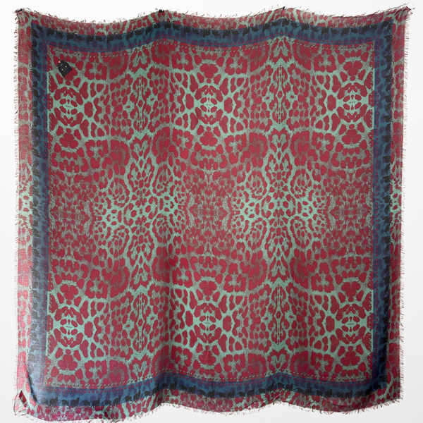 VL-7001 “RED LEOPARD" - VASSILISA DIGITAL PRINT CASHMERE MODAL SCARF. MADE IN ITALY