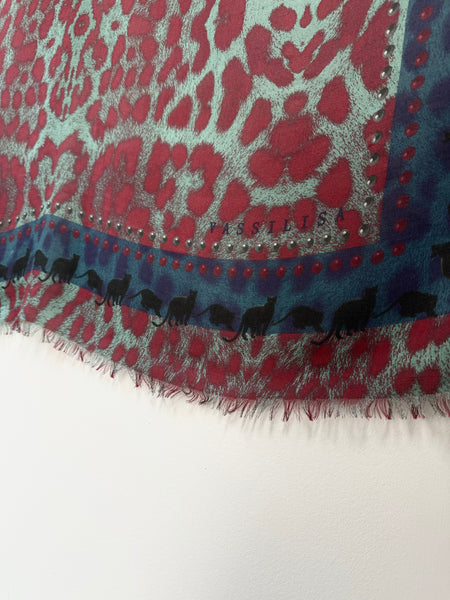VL-7001 “RED LEOPARD" - VASSILISA DIGITAL PRINT CASHMERE MODAL SCARF. MADE IN ITALY