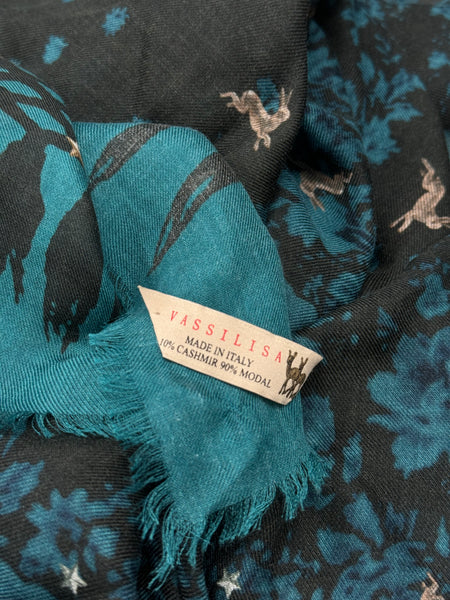 VL-7007 “WONDERLAND" - VASSILISA DIGITAL PRINT CASHMERE MODAL SCARF. MADE IN ITALY
