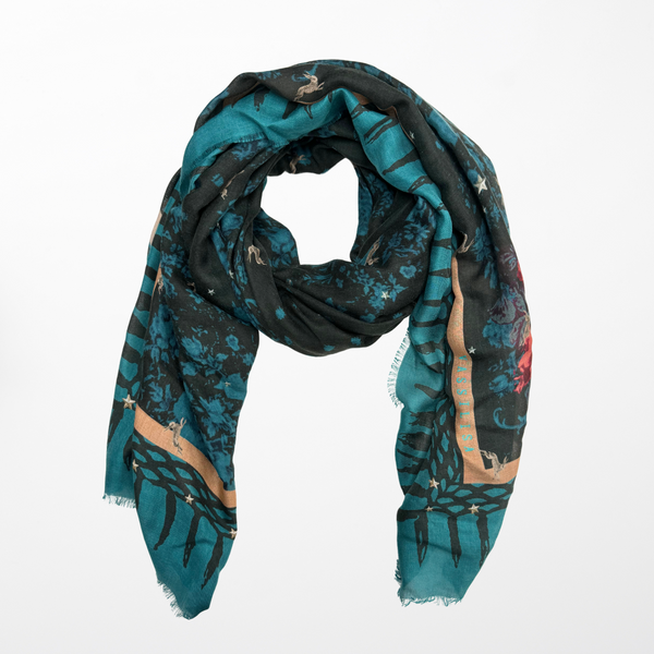 VL-7007 “WONDERLAND" - VASSILISA DIGITAL PRINT CASHMERE MODAL SCARF. MADE IN ITALY