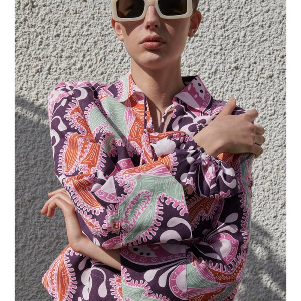 LI-7935W DESIGNER WASHED LOOK PRINTED LINEN COTTON. ZARA. ITALY