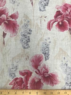 LI-7376W PINK IRIS PRINT LINEN. ITALY