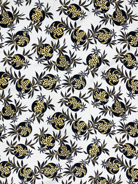 BFS-124 PINEAPPLE PRINT STRETCH COTTON SATEEN. ITALY