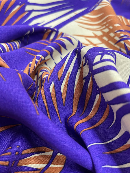 LI-7726W DESIGNER PALM LEAF PRINT VISCOSE LINEN. ITALY
