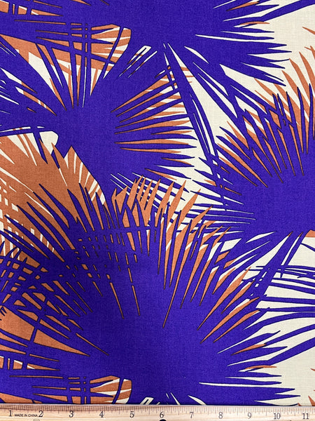 LI-7726W DESIGNER PALM LEAF PRINT VISCOSE LINEN. ITALY