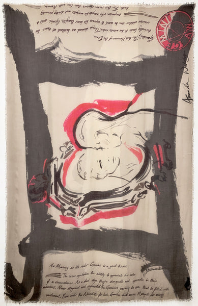 AW-1034 "GEMINI" - BRITISH DESIGNER DIGITAL PRINT CASHMERE MODAL SCARF. MADE IN ITALY