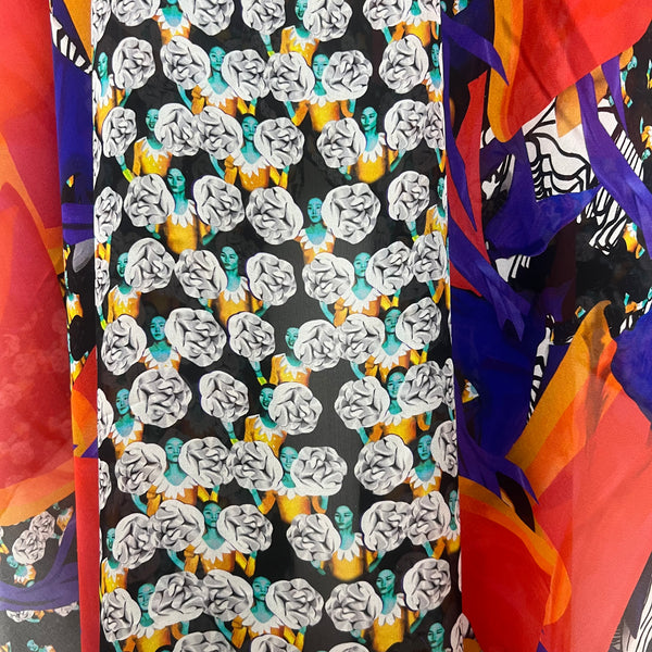 PP-5005 "SACRED DANCE" - PETER PILOTTO DIGITAL PRINT SILK SCARF. MADE IN ITALY