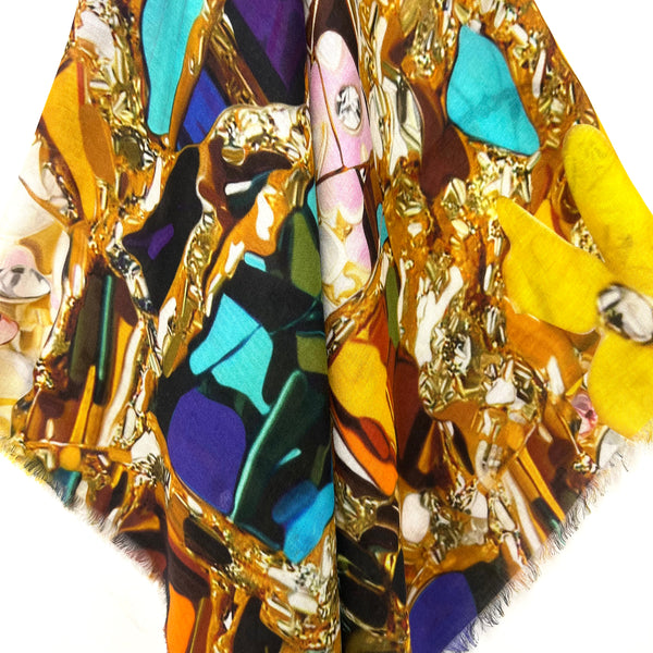 MK-8000 "SEA OF LILIES”- MARY KATRANTZOU DIGITAL PRINT MODAL AND CASHMERE SCARF. MADE IN ITALY