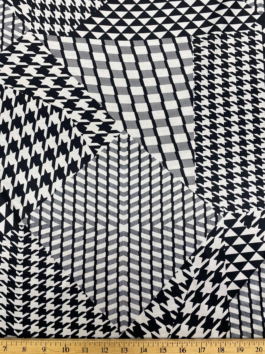 Black and White Embossed Pinwheel Dutch Wax Fabric #1198