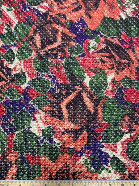 WC-7426W-B REVERSIBLE DIGITAL FLORAL PRINT WOOL COATING. ITALY