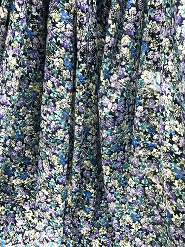 L-2052W-C FINE FLORAL PRINT LACE. FRANCE - Elliott Berman Textiles