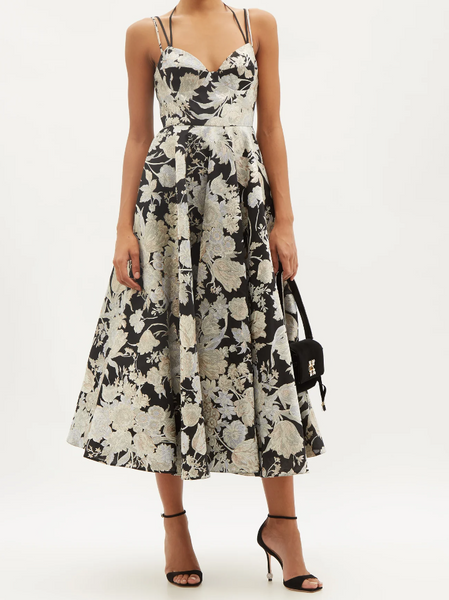 MB-7657W EXCLUSIVE DESIGNER SILK BLEND BURNOUT JACQUARD. ERDEM. ITALY
