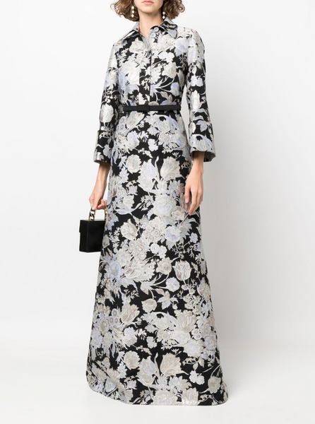 MB-7657W EXCLUSIVE DESIGNER SILK BLEND BURNOUT JACQUARD. ERDEM. ITALY