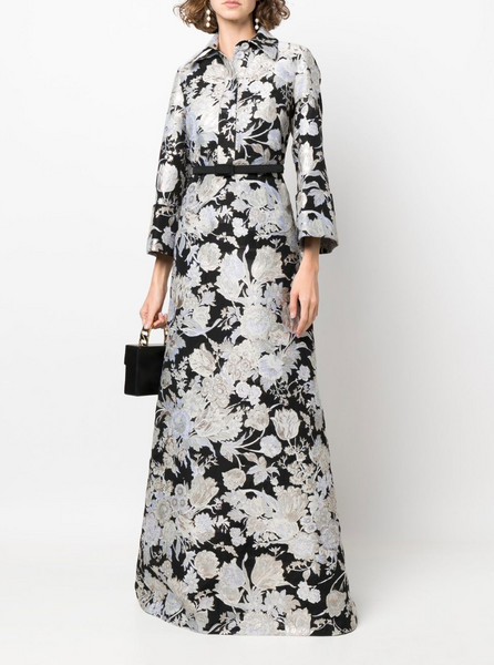 MB-7657W EXCLUSIVE DESIGNER SILK BLEND BURNOUT JACQUARD.  ERDEM. ITALY