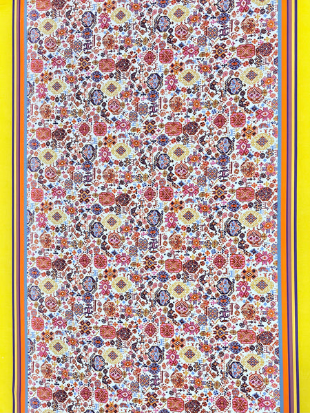 RVK-5035W DIGITAL ETHNIC EMBROIDERY LOOK DOUBLE BORDER PRINT VISCOSE KNIT. FRANCE - Elliott Berman Textiles