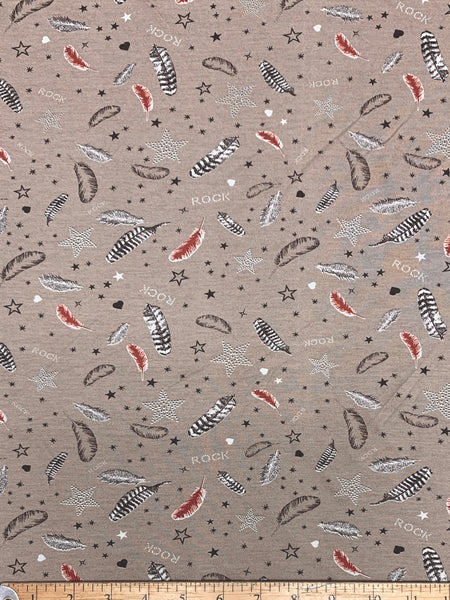 RVK-1578W-A ROCK-'N'-ROLL FEATHER PRINT VISCOSE KNIT. FRANCE - Elliott Berman Textiles