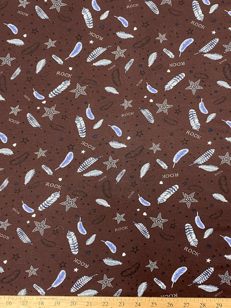 RVK-1578W-B ROCK-'N'-ROLL FEATHER PRINT VISCOSE KNIT. FRANCE - Elliott Berman Textiles