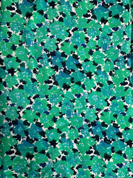 REF-116 FLORAL ABSTRACT PRINT VISCOSE CREPE HAND. ITALY. A CUT OF 7/8 OF A YARD.