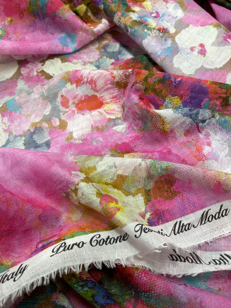 RV-9082W EXCLUSIVE MONET-INSPIRED PRINT COTTON VOILE. ITALY