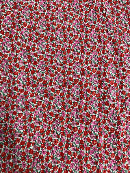 REF-117 LIBERTY FLORAL PRINT STRETCH COTTON SEERSUCKER. ITALY. A CUT OF 7/8 OF A YARD.