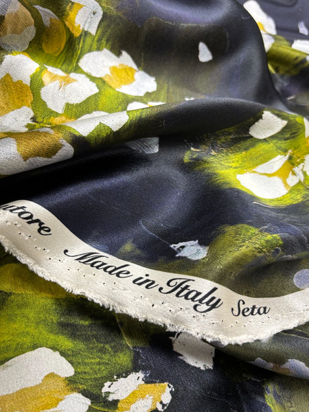 RV-9081W EXCLUSIVE IMPRESSIONIST FLORAL PRINT SILK CREPE BACK SATIN. 24 MM. ITALY