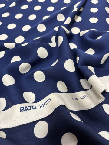 S-9062W POLKA DOT PRINT STRETCH SILK CREPE DE CHINE PANEL. ITALY