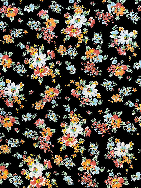 BFS-203 FLORAL PRINT VISCOSE CREPE HAND. ITALY