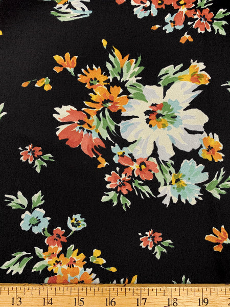 BFS-203 FLORAL PRINT VISCOSE CREPE HAND. ITALY