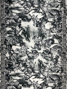 S-7789W ALEXANDER MCQUEEN-INSPIRED DOUBLE BORDER PRINT SILK TWILL. ITALY