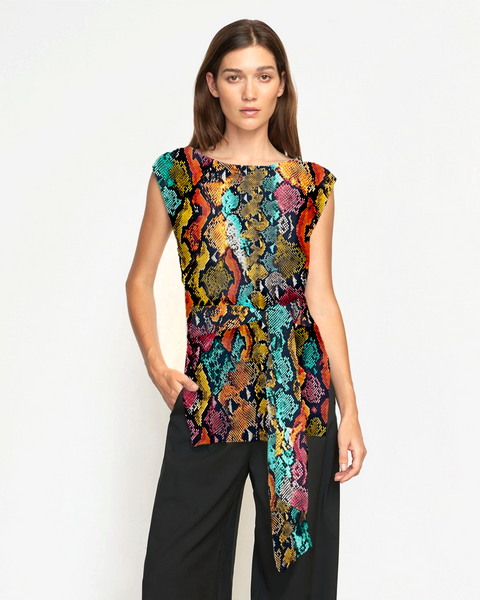 RV-7967W MULTICOLORED PYTHON PRINT VISCOSE CHALLIS. ITALY