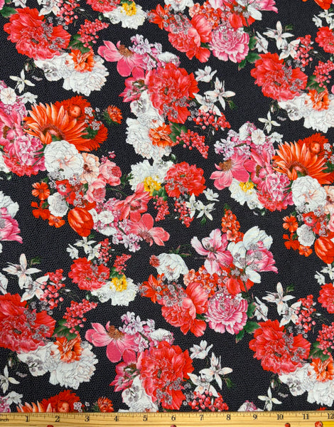 RVK-9057W DESIGNER ROSE OVER LACE PRINT COTTON JERSEY KNIT. EMANUEL UNGARO. ITALY