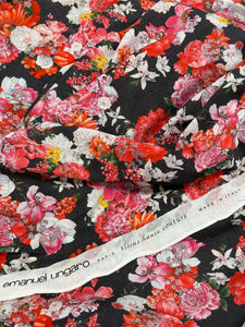 RVK-9057W DESIGNER ROSE OVER LACE PRINT COTTON JERSEY KNIT. EMANUEL UNGARO. ITALY
