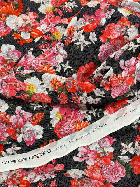 RVK-9057W DESIGNER ROSE OVER LACE PRINT COTTON JERSEY KNIT. EMANUEL UNGARO. ITALY