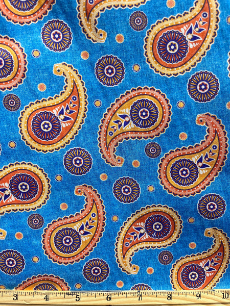 RV-9068W RETRO PAISLEY PRINT COTTON POPLIN. ITALY.