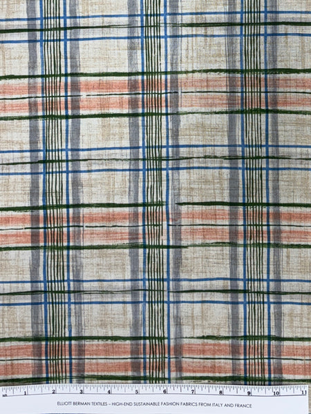 LI-9061W PENCIL-SKETCHAED PLAID PRINT LINEN. ITALY