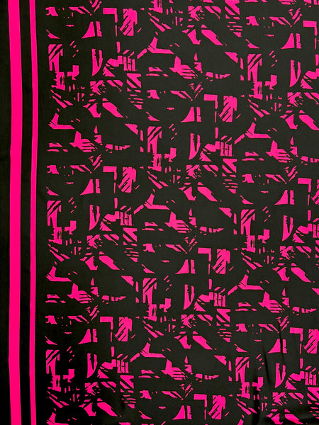 RV-9128W BORDER PRINT VISCOSE CHALLIS SATIN FINISH. ITALY