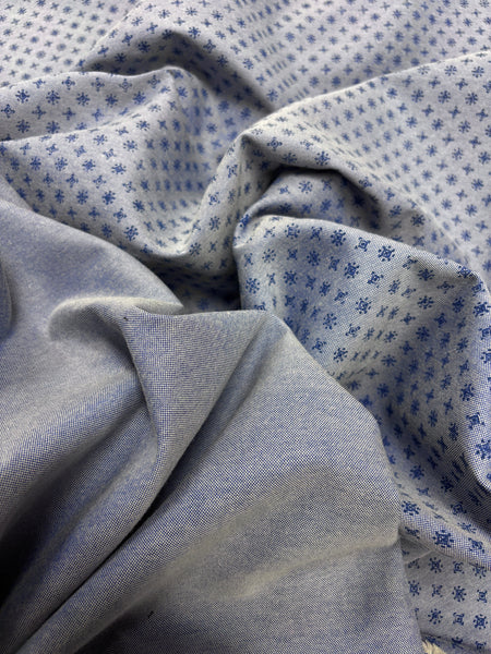 CD-9095W REVERSIBLE LIGHT WASH DENIM LOOK PRINTED COTTON CHAMBRAY. ITALY